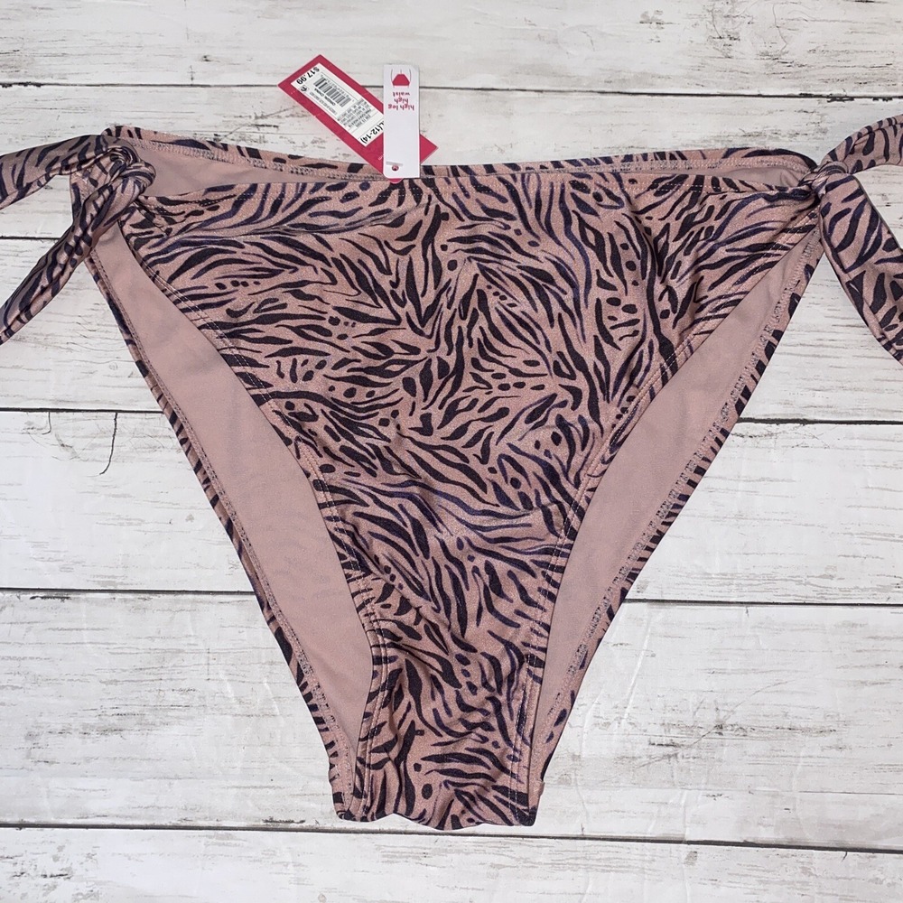 Xhilaration Bikini Bottom Womens XL Pink Zebra Mauve Animal Swim High Waist XL